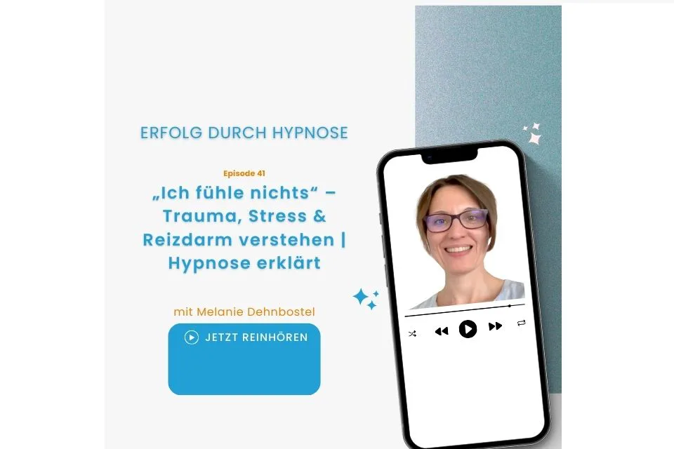 In dieser Folge erfährst du, wie Trauma, Stress und Reizdarm zusammenhängen und wie Hypnose dir helfen kann.